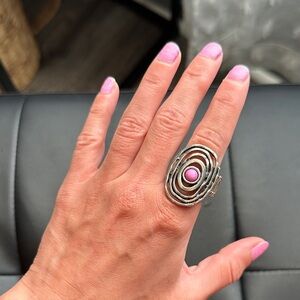 Silver and Pink Statement Ring